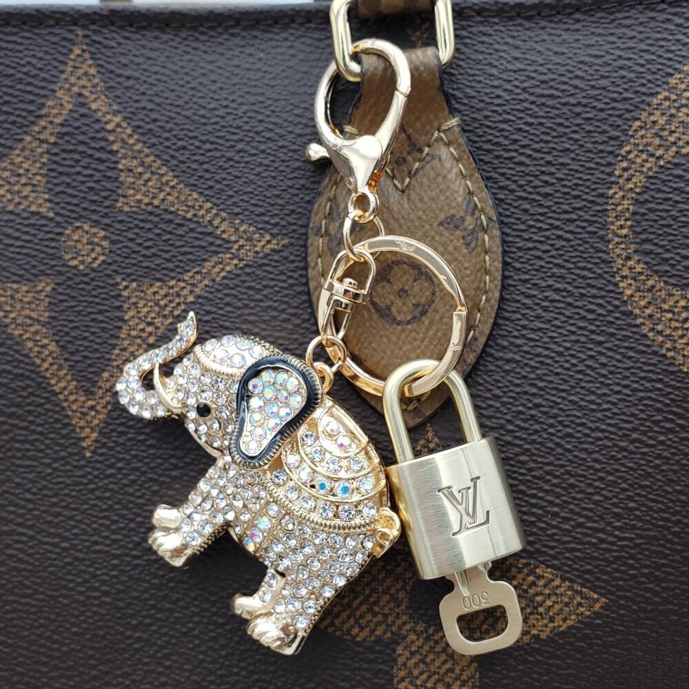 Authentic Louis Vuitton Lock & Key with Unbranded Elephant Charm, Keychain
